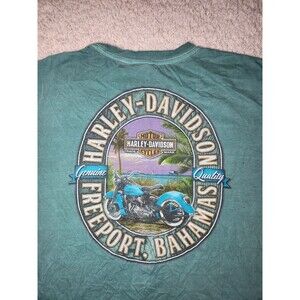 Harley Davidson Vintage Motorcycle Freeport Bahamas Graphic T-Shirt Green